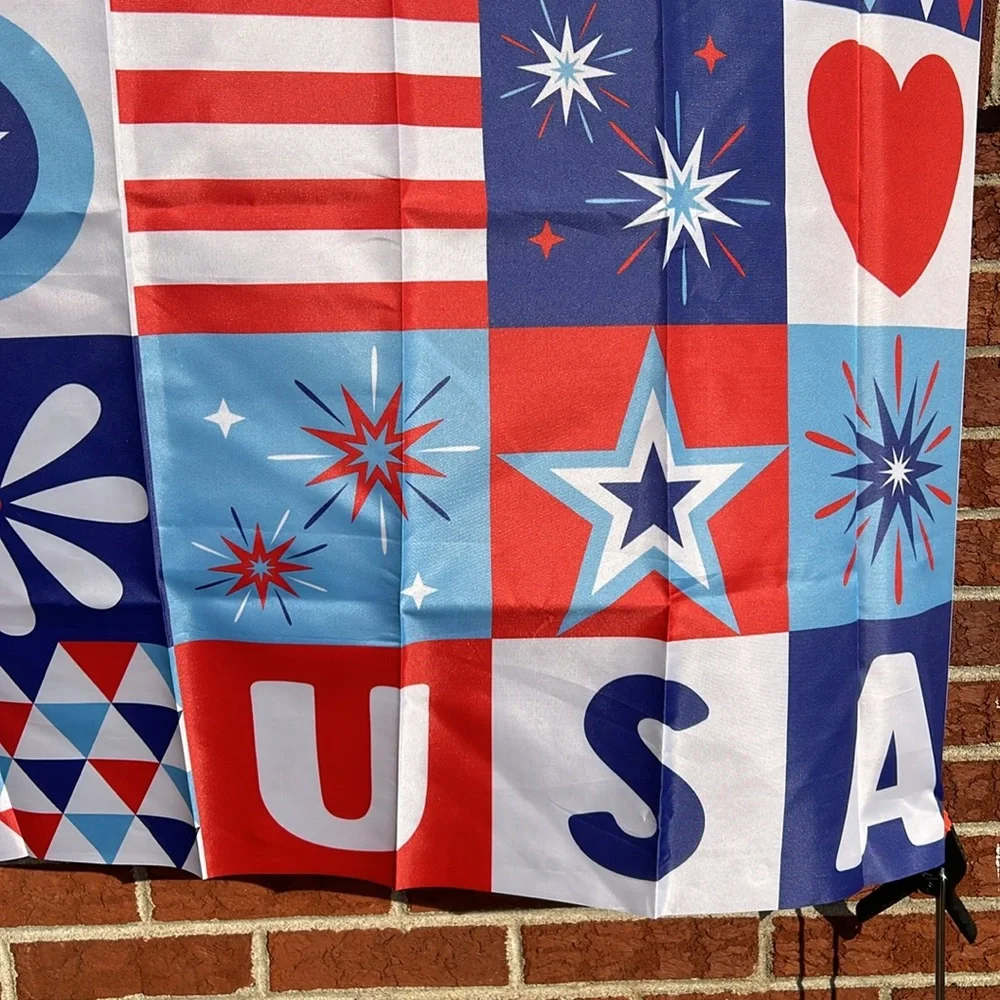 USA patriotic quilt, square backdrop, 4 x 4, Blue red white